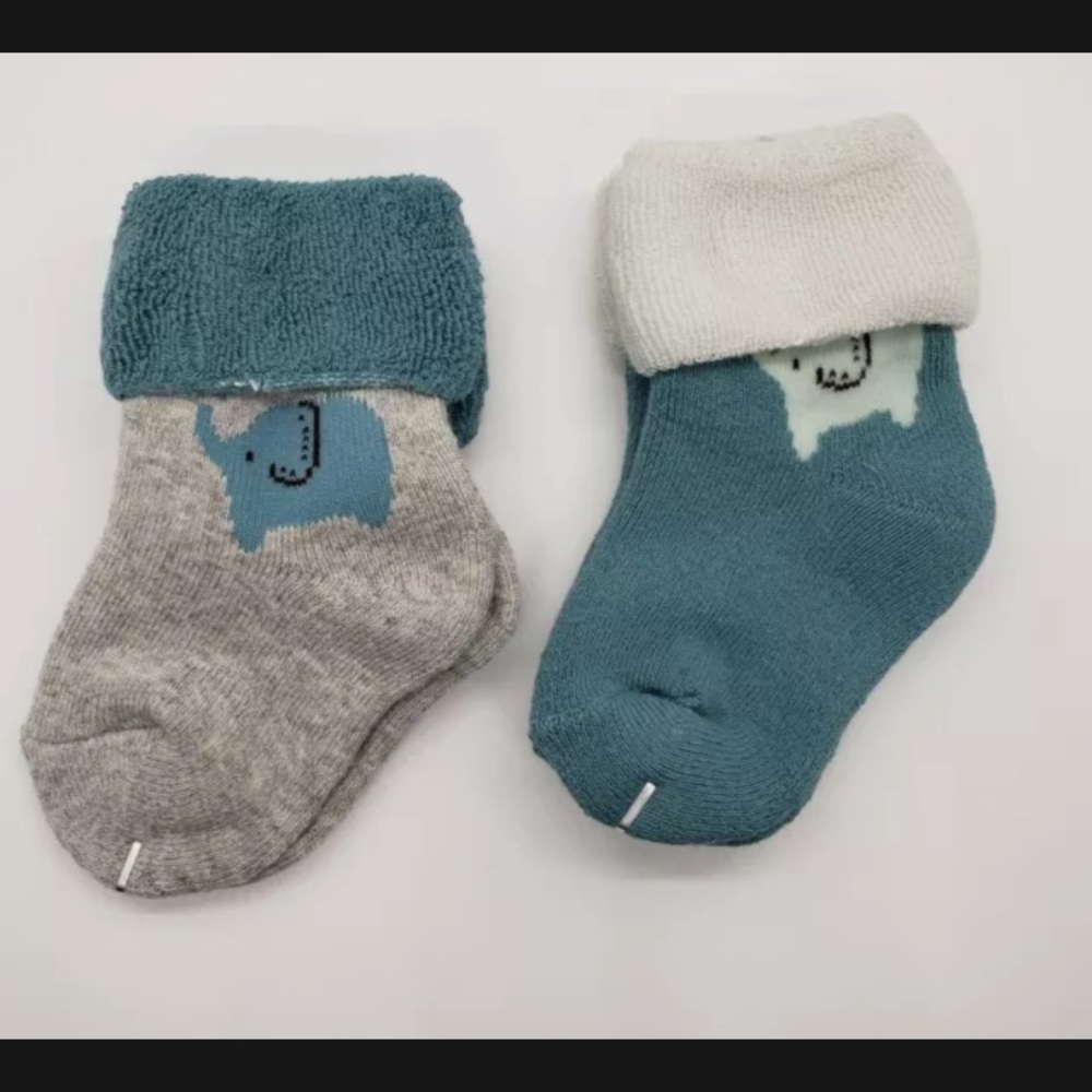 Ankle Thick Cuff Socks Elephant Accent